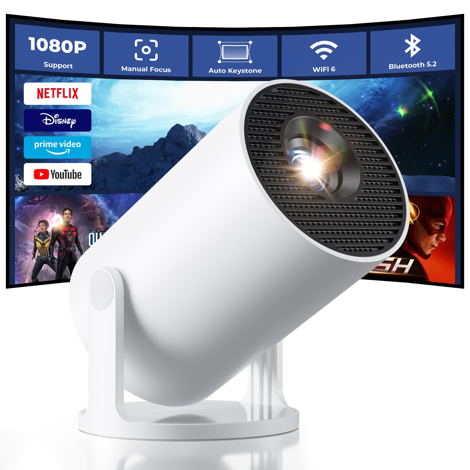 Portable Smart Projector – HD Wireless Mini Projector for Home & Outdoor